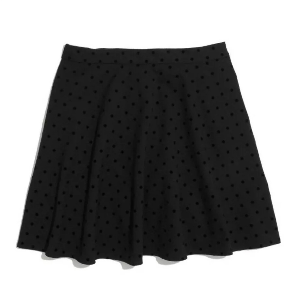 Madewell Velvet Black Polka Dot A-line Skirt